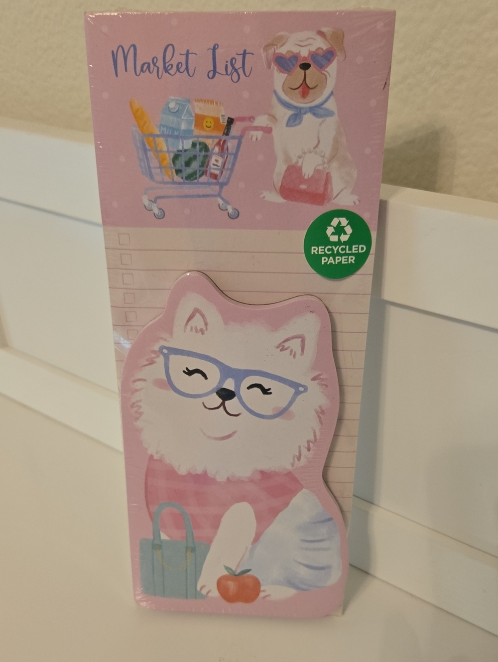 Pink Cat Market List Notepad - Recycled Paper Nwt
